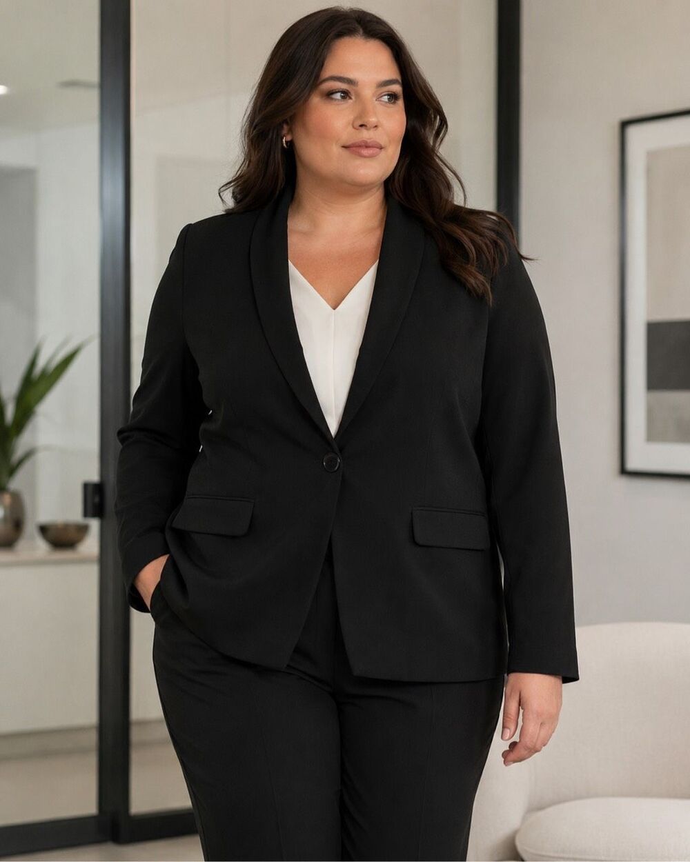 Tahari Women’s XL Black Stretch One-Button Blazer Jacket NWT Career Workwear NEW